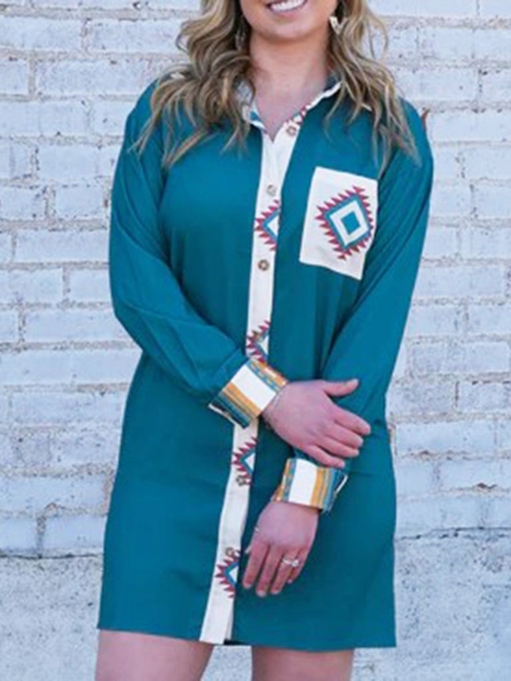 ROWDY CROWD CLOTHING Dutton Teal Aztex Midi Dress Or Duster Plus Size XXL - Picture 9 of 12